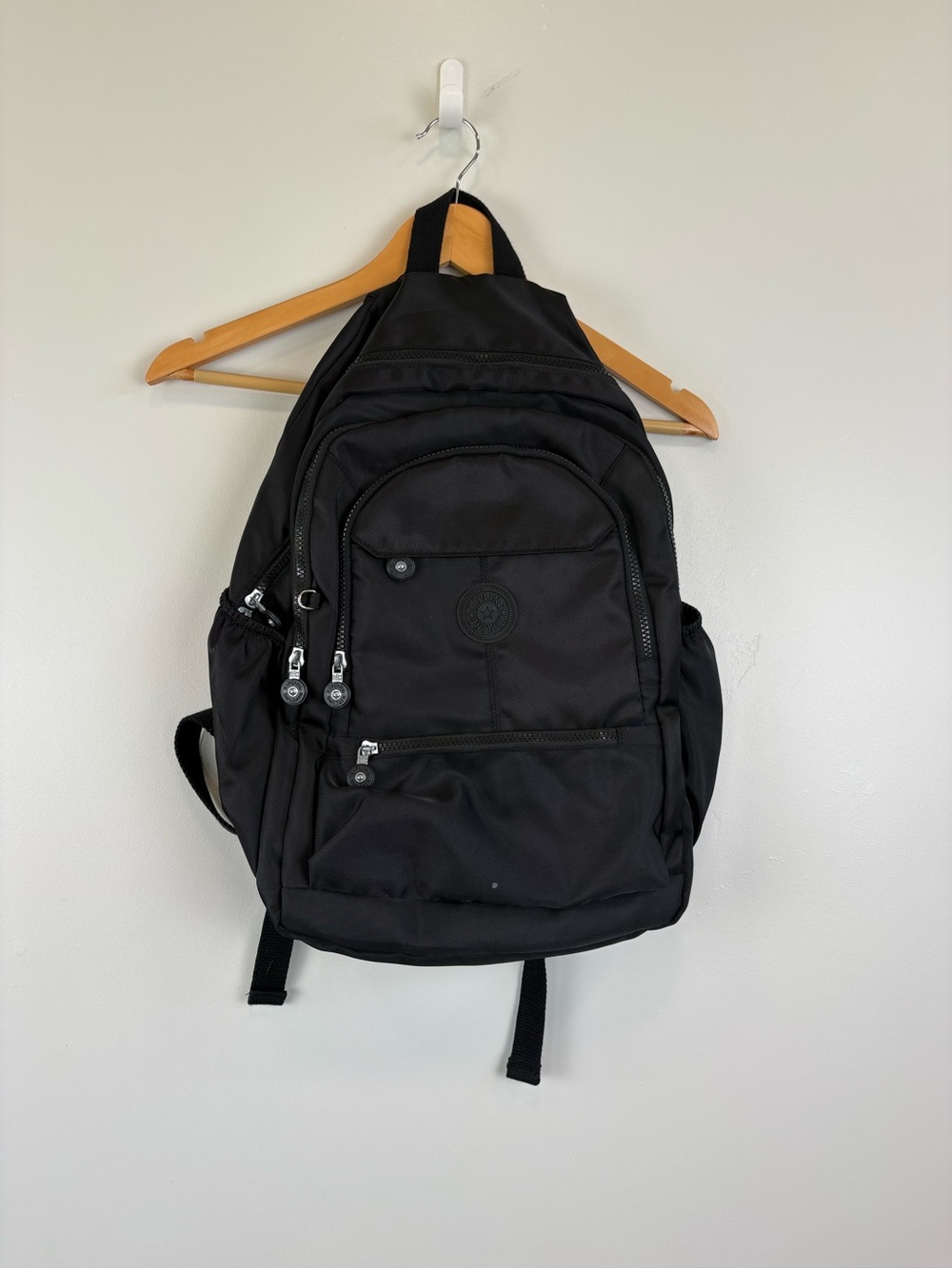 Kipling Classic Lightweight Nylon Multi-Pocket Backpack Black